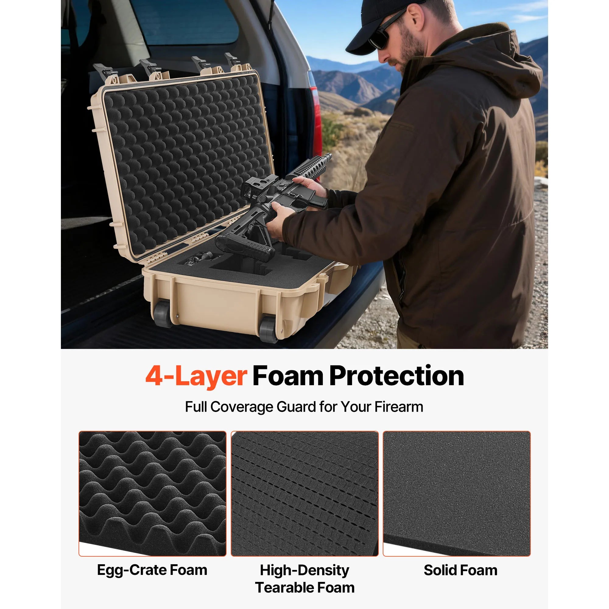 Easy Roll Hard Core Lockable Rifle Case with  Waterproof  for Pistol ,Rifles &Shotguns