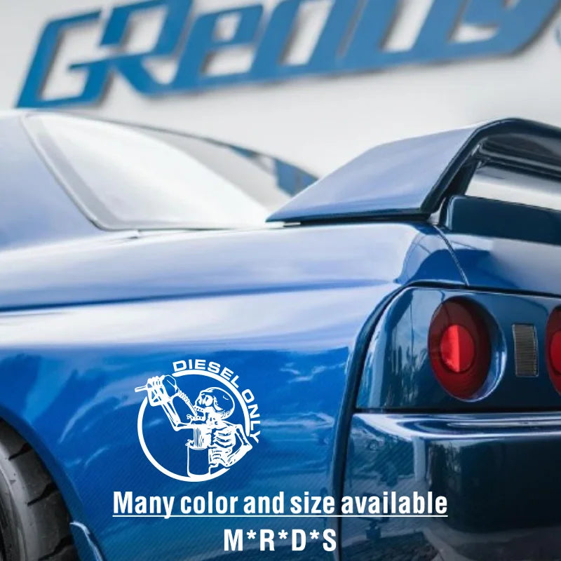 Diesel Only Skeleton Skull Car Sticker Decal for Fuel Tank Cap Truck
