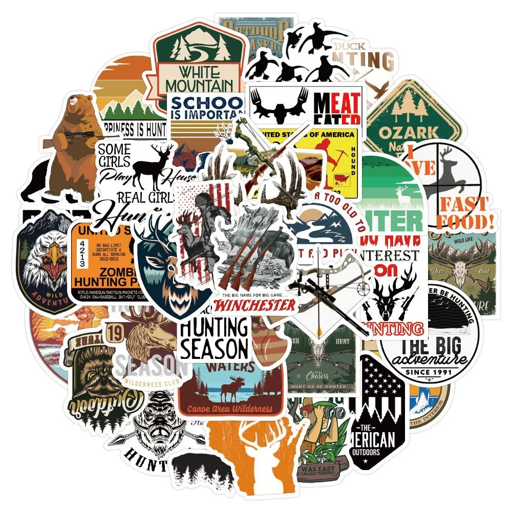 50PCS Outdoor Hunting Bow Arrow Deer Head Sticker ( New Editions)