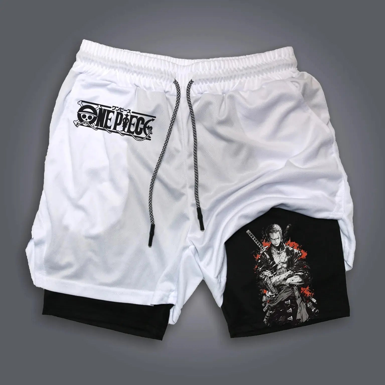 2026 ONE PIECE Classic Anime Printed Double-layer Summer Men's Loose Sports Breathable Shorts