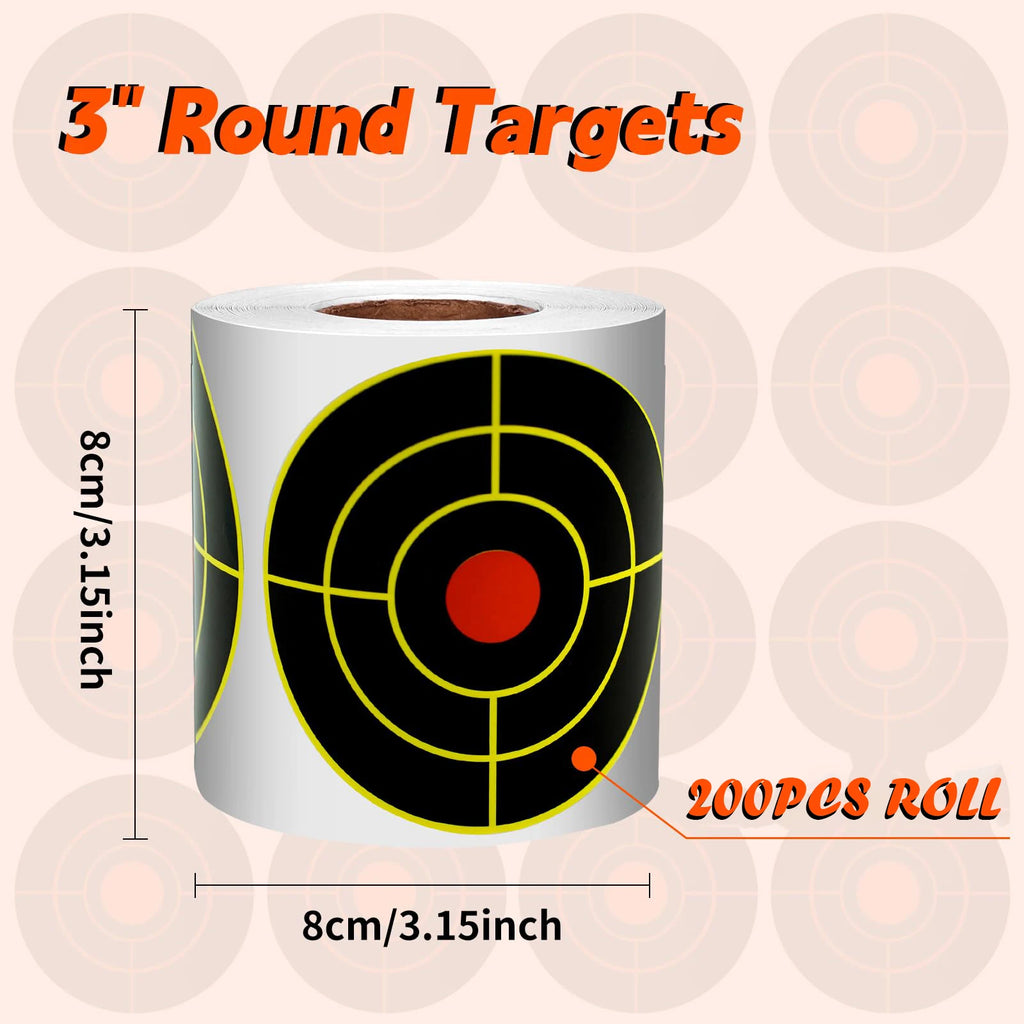 Dead Eye-3 Inch Splatter Targets - 200 Pcs Reactive Paper Target Stickers for Archery Practice