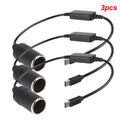 5V To 12V Converter Cable Extender USB Type C Chargers To Cigarette Lighter Socket Truck Power Adapter