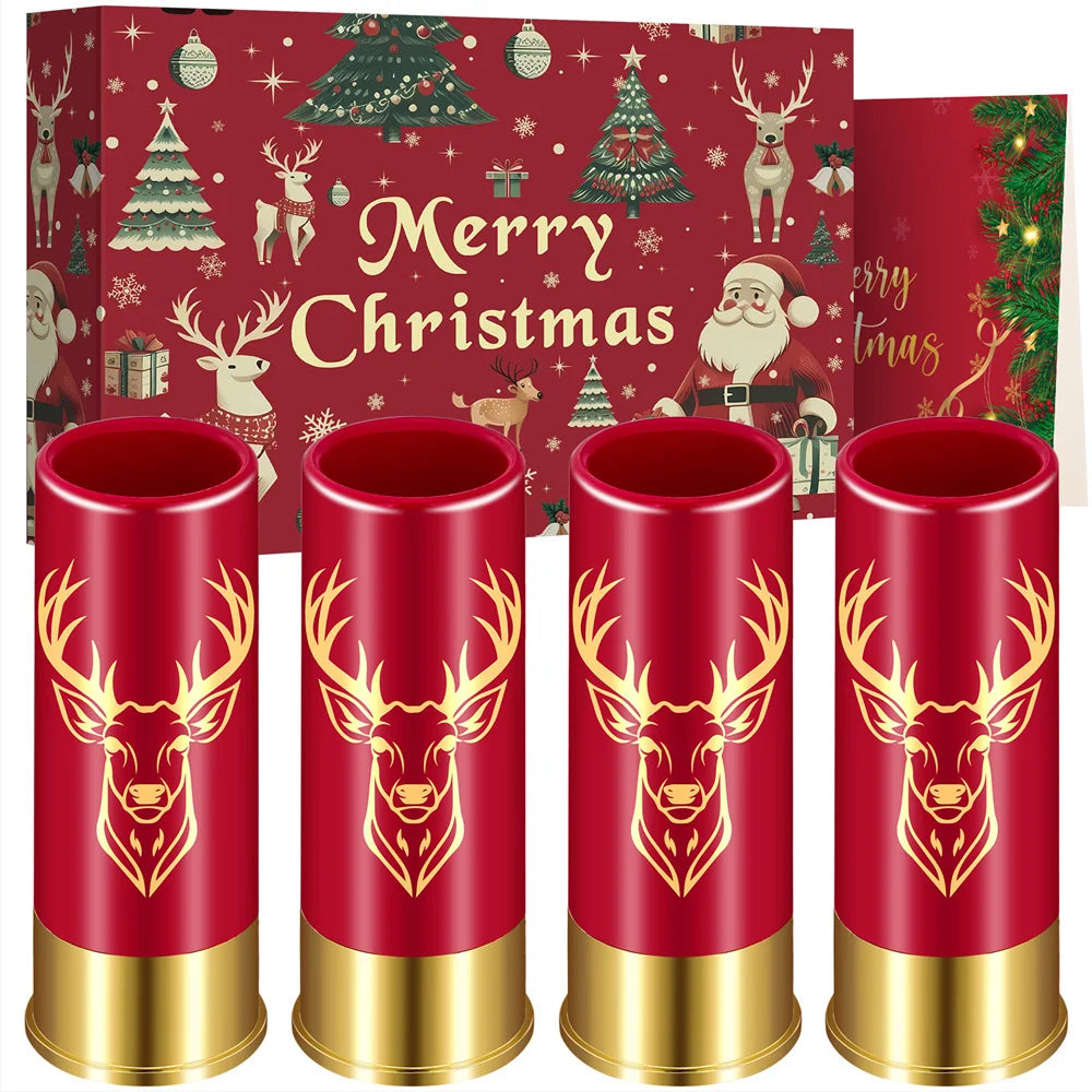 Give Him Elk ! 4pcs/Set Elk Head Decor 12 GA Plastic Shot Glasses for Hunters