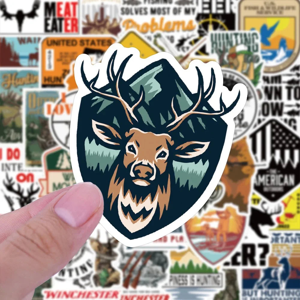 50PCS Outdoor Hunting Bow Arrow Deer Head Sticker ( New Editions)