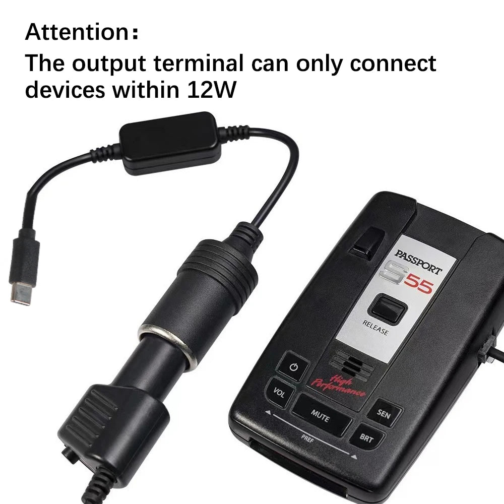 5V To 12V Converter Cable Extender USB Type C Chargers To Cigarette Lighter Socket Truck Power Adapter