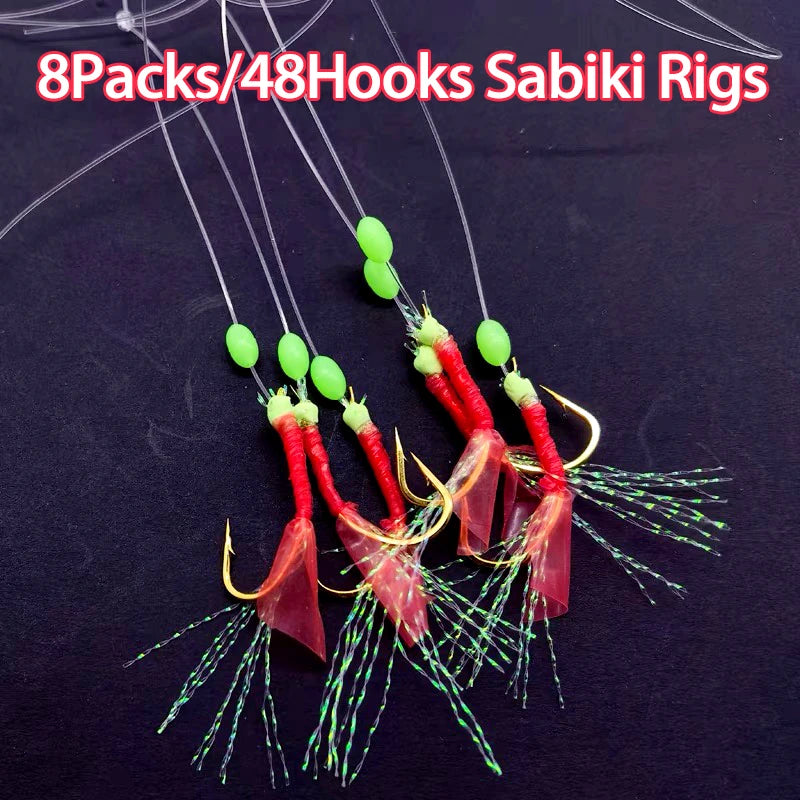 Bait Rig Size 4-18, Glowing Beads and High Carbon Steel Fishing Hooks,Fishing Kit for Bass,