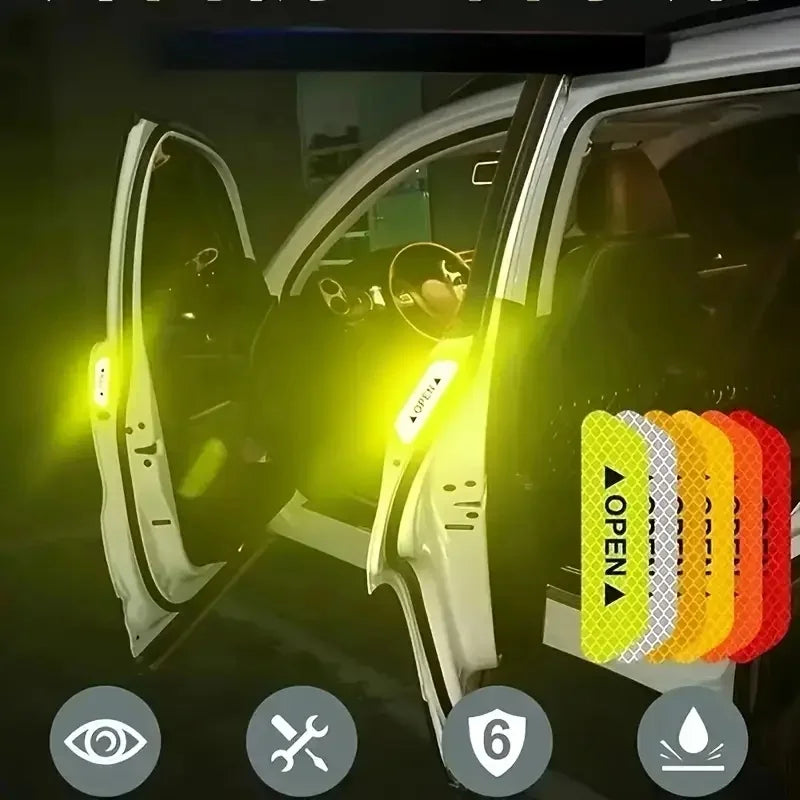 ALL NEW ITEM! 4 pack  Door Reflective Safety Stickers for Night Visibility. Easy to Apply,