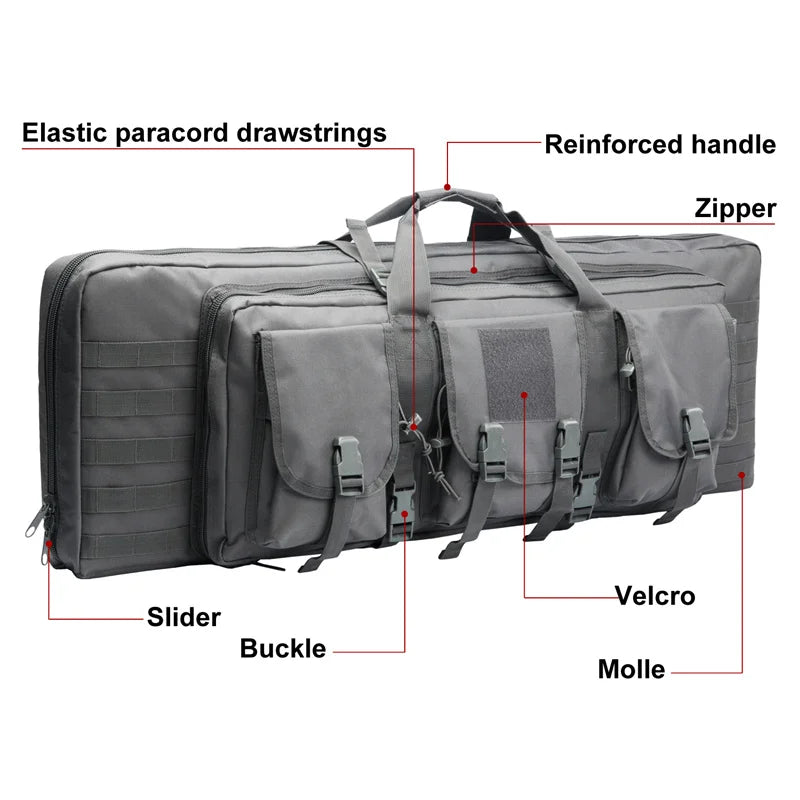 The Sniper Man -Length=32 38 42 48 inch Tactical Double Rifle Case Rifle Bag Sniper Gun Case Backpack