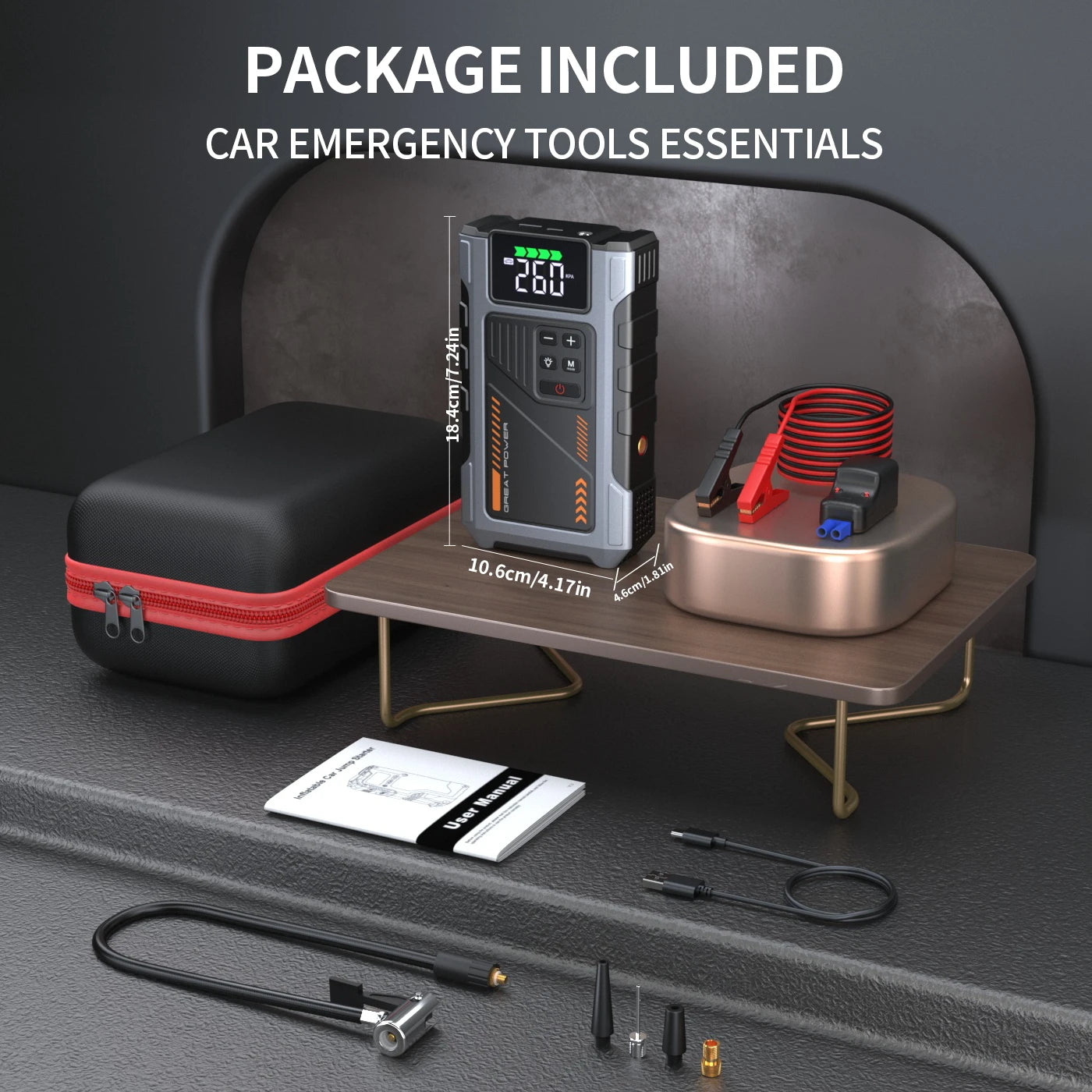 ALL NEW ITEM!! Jump Starter  3000A Peak Jump Starter Battery Pack with 50 PSl Compressor