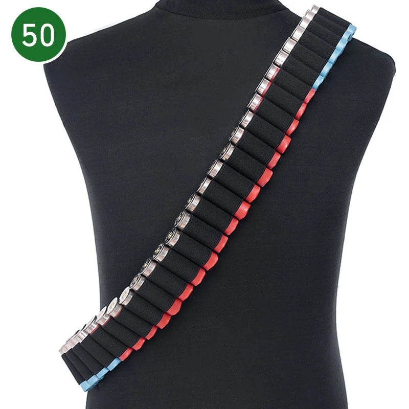 Tactical 27/30/50 Rounds Shotgun Bandolier Adjustable Shotgun Shell Ammo Holder 12 Gauge