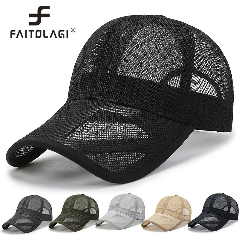 New Men Summer Mesh Cool Trucker Sunhat Long Brim