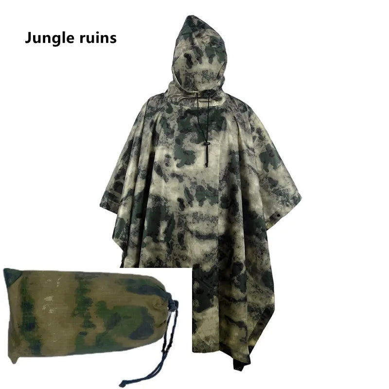 Outdoor Breathable Camouflage Poncho  Travel Rain Gear