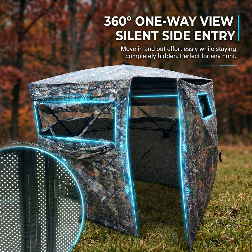 Swing Wide- Pop-Up Hunting Blind Easy Setup /Ground Shelter /Outdoor Blind with Storage for Deer /Turkey /Duck /Archery Season