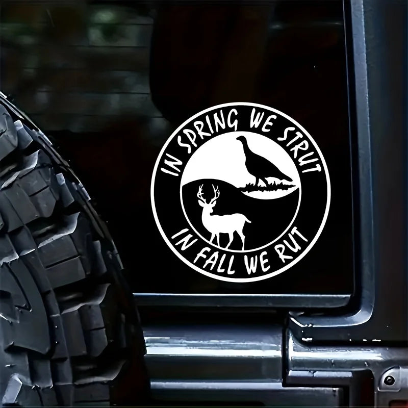 Deer /Turkey Strut 'n Rut Pattern, Weatherproof No Residue Sticker for Car Truck Windows