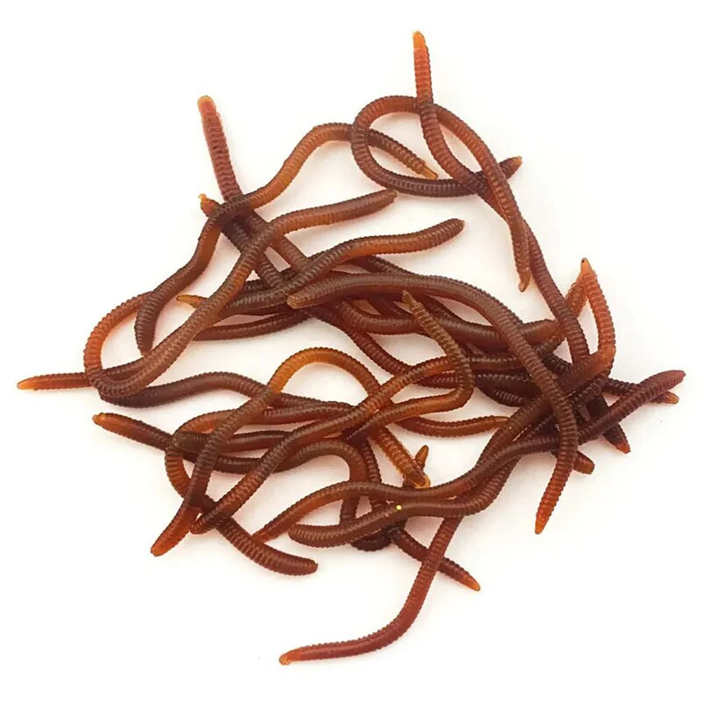 20/50 count /Smelly Red Soft Earthworm Red Worms Artificial Fishing Lures