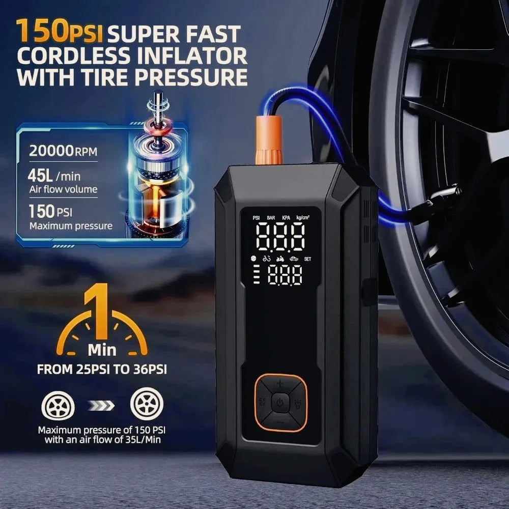 TIMBERLINESPORTINGCO CHOICE ! Battery Jump with Air Pump 4000A Jump Starter &150PSI Air Compressor,