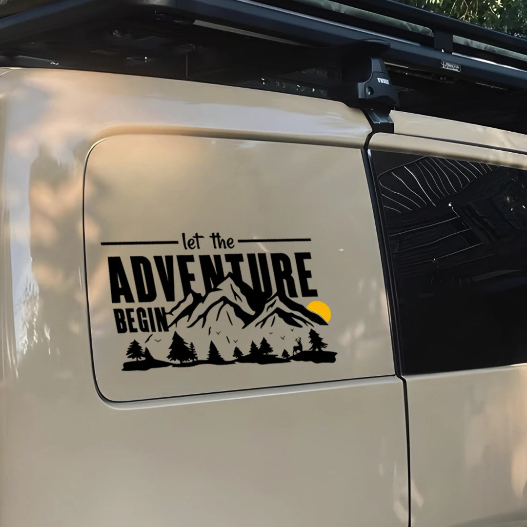 ALL NEW ! Let the adventure begin ,glass window/ body waterproof vinyl Decal