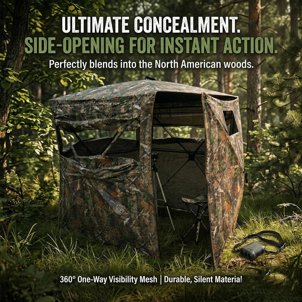 Swing Wide- Pop-Up Hunting Blind Easy Setup /Ground Shelter /Outdoor Blind with Storage for Deer /Turkey /Duck /Archery Season