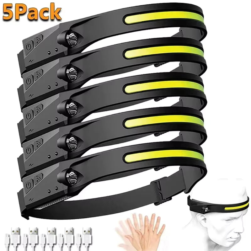 Timberline SportingCo  Pack ! -Sensor Headlamp LED Rechargeable Headlight 5 Lighting Modes