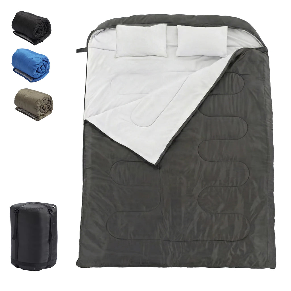 Couples/ Double Sleeping Bag for Adults with Pillow Lightweight 3 Season Comfort
