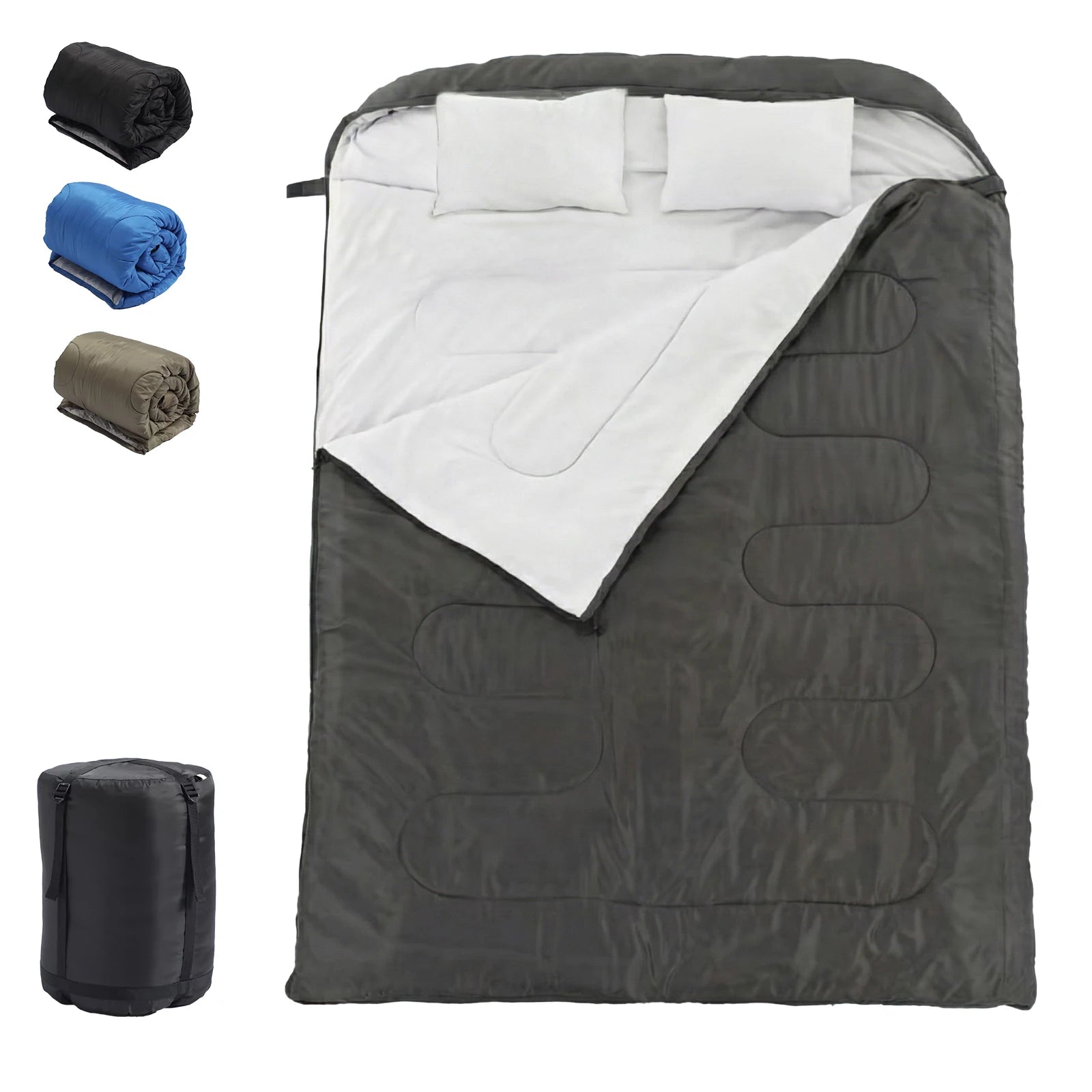 Couples/ Double Sleeping Bag for Adults with Pillow Lightweight 3 Season Comfort
