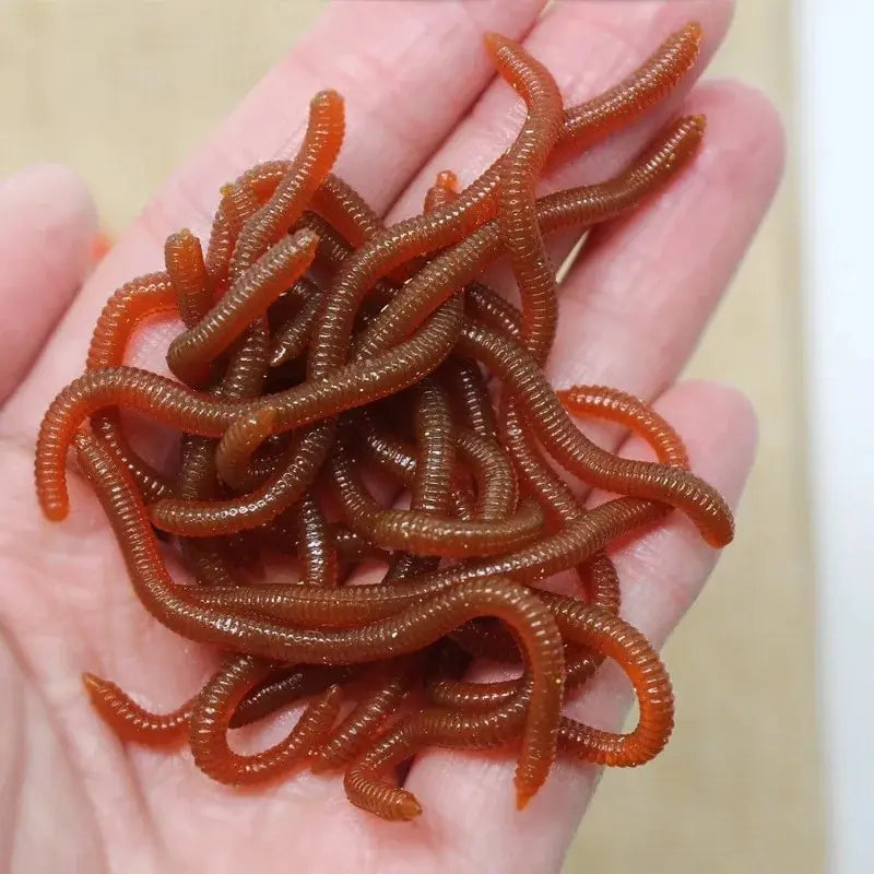 20/50 count /Smelly Red Soft Earthworm Red Worms Artificial Fishing Lures