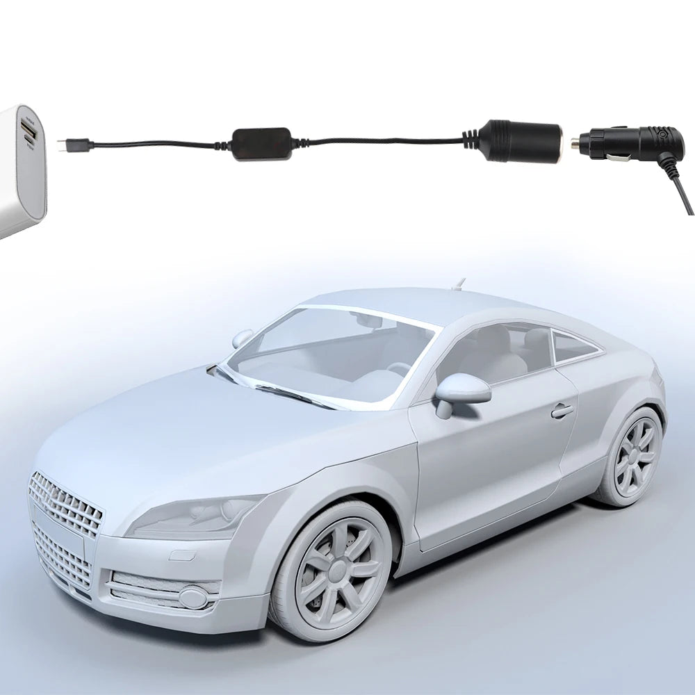 5V To 12V Converter Cable Extender USB Type C Chargers To Cigarette Lighter Socket Truck Power Adapter