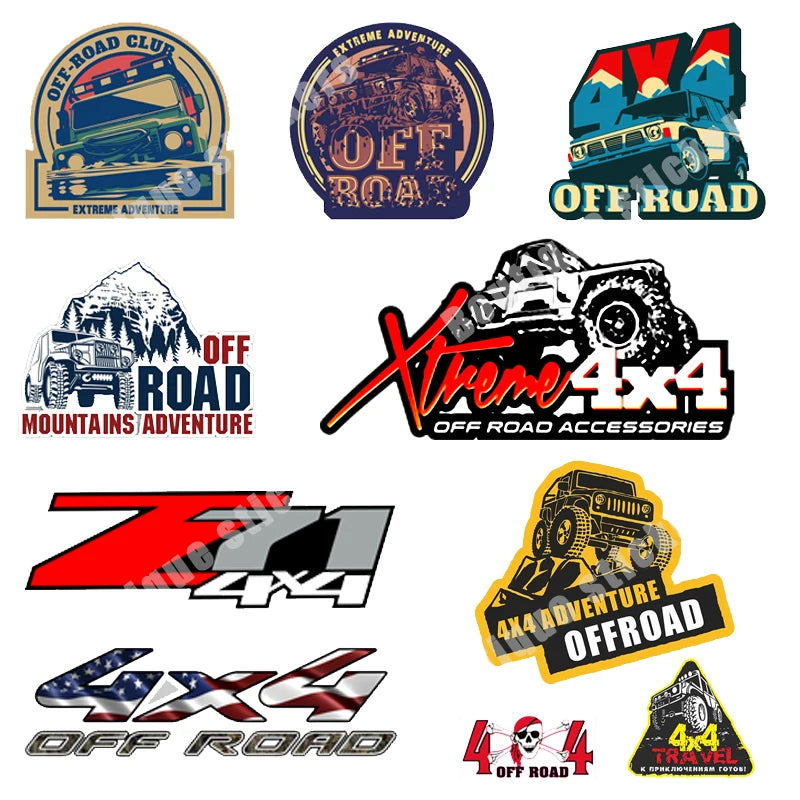Outdoor Idenity-15 Kinds of Retro Off-road 4x4 Off-road PVC Vinyl Old School Stickers