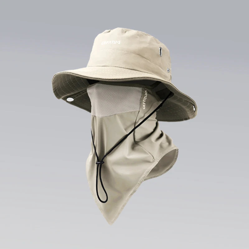 Sun hat+face mask, solid color foldable brim,for all outdoor activities