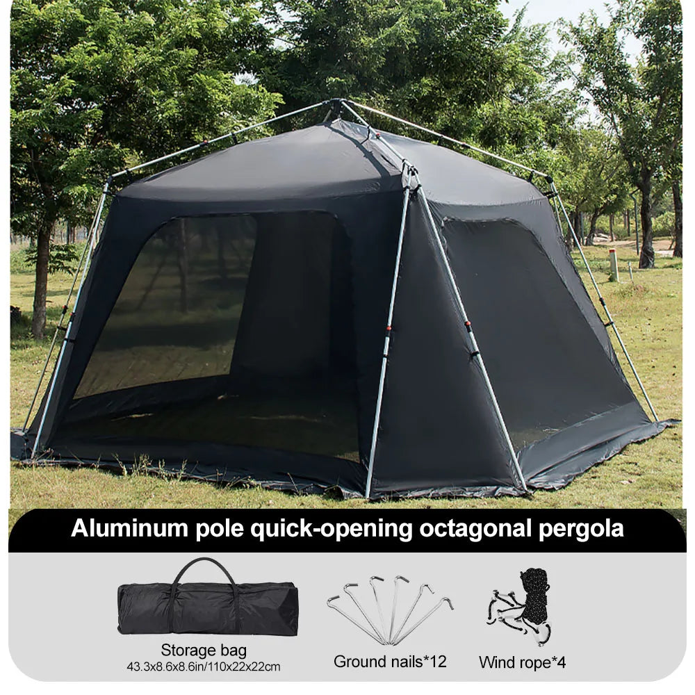 Large Family Camping Tent with Aluminum Frame Windproof & Waterproof Sun Shelter for Outdoors