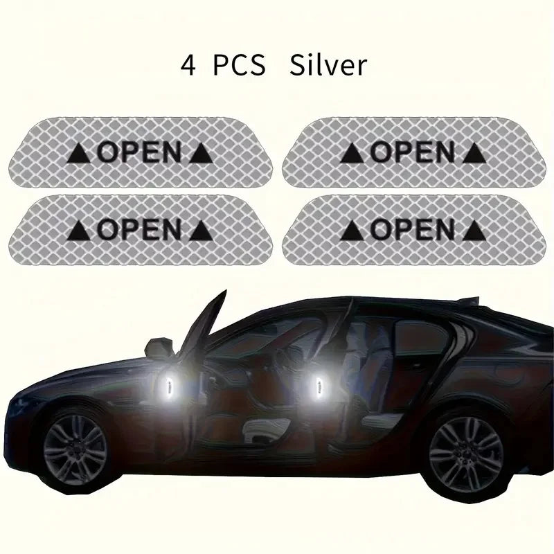 ALL NEW ITEM! 4 pack  Door Reflective Safety Stickers for Night Visibility. Easy to Apply,