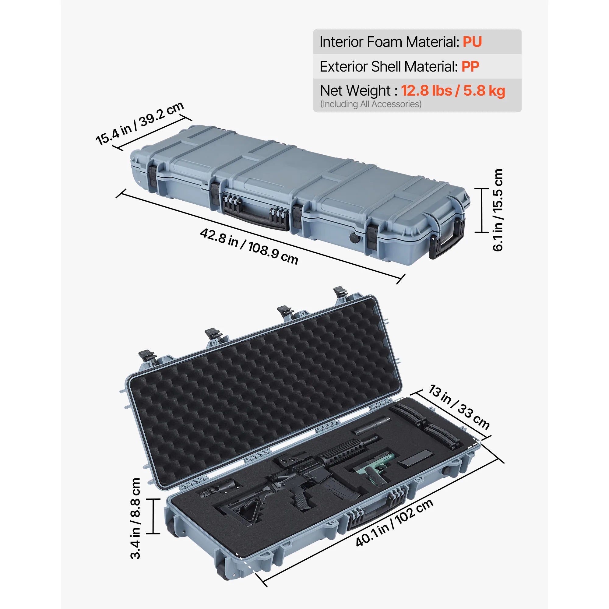 Easy Roll Hard Core Lockable Rifle Case with  Waterproof  for Pistol ,Rifles &Shotguns