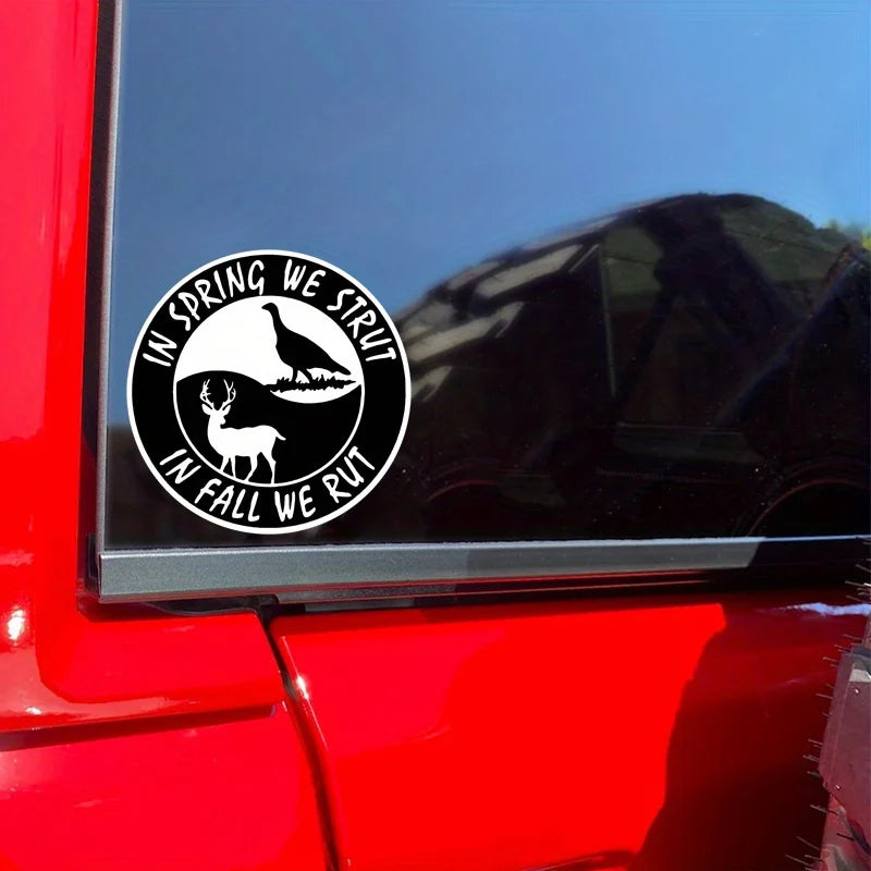 Deer /Turkey Strut 'n Rut Pattern, Weatherproof No Residue Sticker for Car Truck Windows