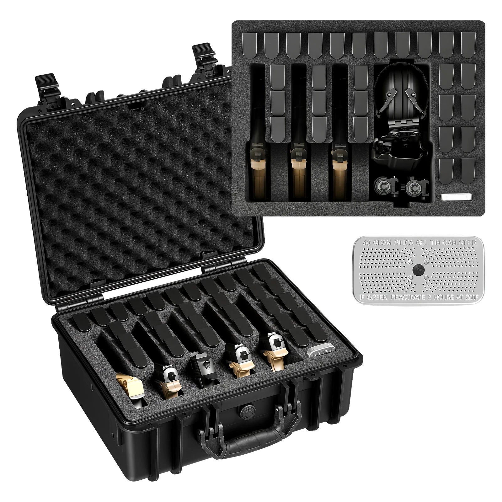 Hard Pistol Case with XPE Foam Lining Waterproof Pistol Box with Customizable Interior