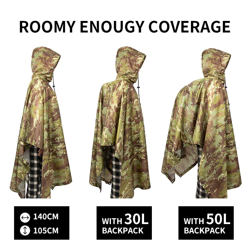 Outdoor Breathable Camouflage Poncho  Travel Rain Gear