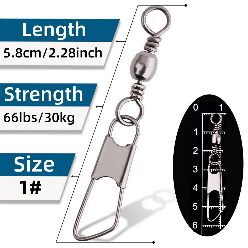 #3-size //Box Brass Barrel with Interlock Snap Swivels Tackle Tool