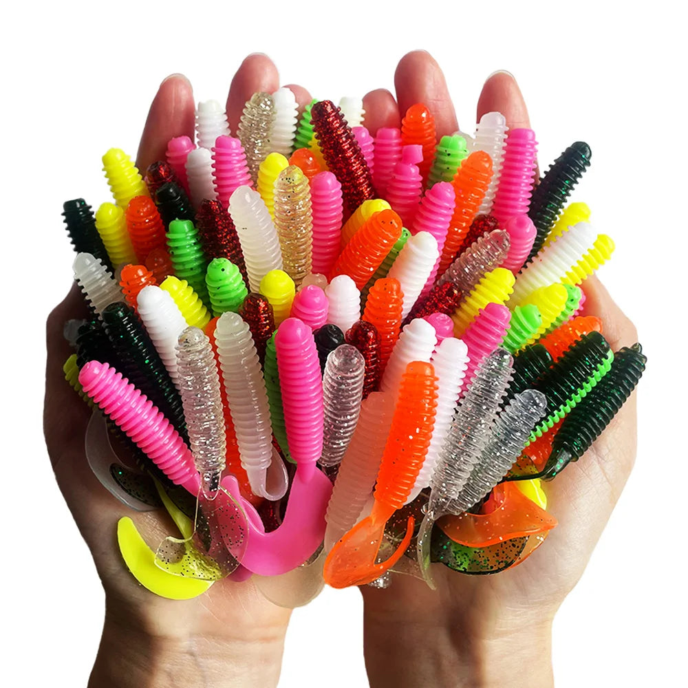 1PC- 100PCS Silicone Bait Fake Fish Wobblers Crankbait Lures Artificial