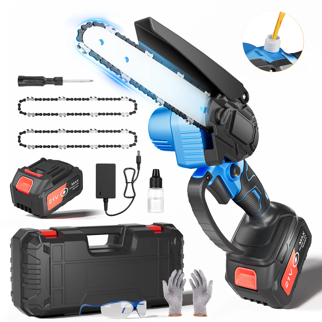 Outdoors Choice , 6 Inch Portable Electric Chainsaw with 2 Batteries&Plastic Box,