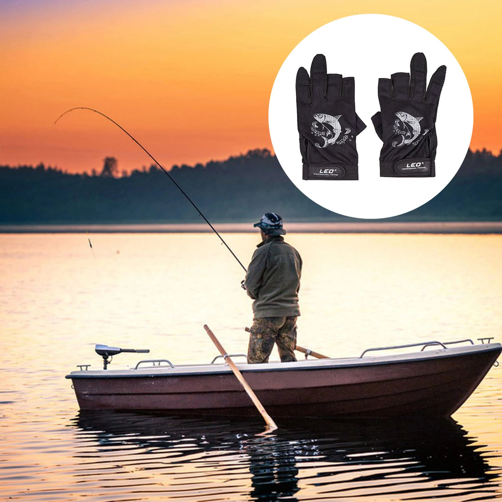 Quick Dry With Three Fingers Exposed Lightweight Angling Gloves For Men /Women