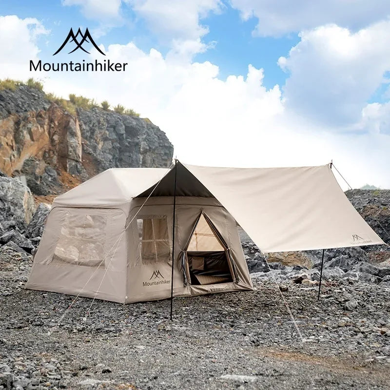 BLACK- Outdoor Camping  Tent Anti-UV Shade Waterproof 3-5 Person Air Tent Hiking Quick Open
