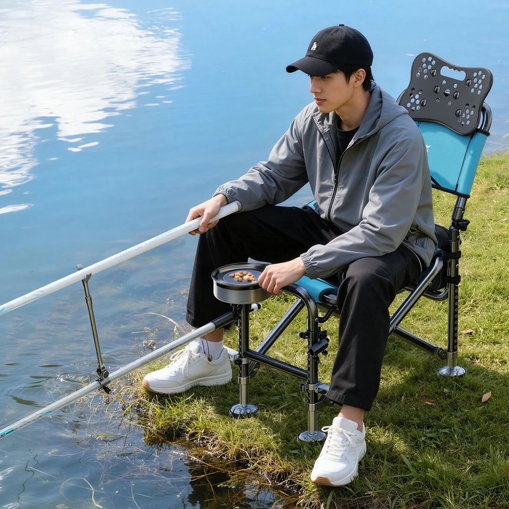 Functional Folding Fishing Chair | Adjustable Backrest with Armrests, Wide Portable Seat for Outdoors