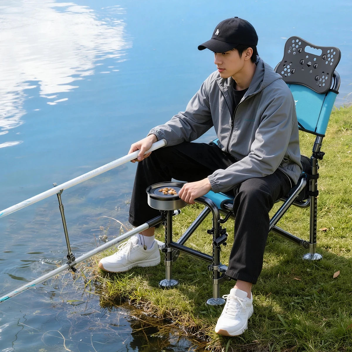 Functional Folding Fishing Chair | Adjustable Backrest with Armrests, Wide Portable Seat for Outdoors
