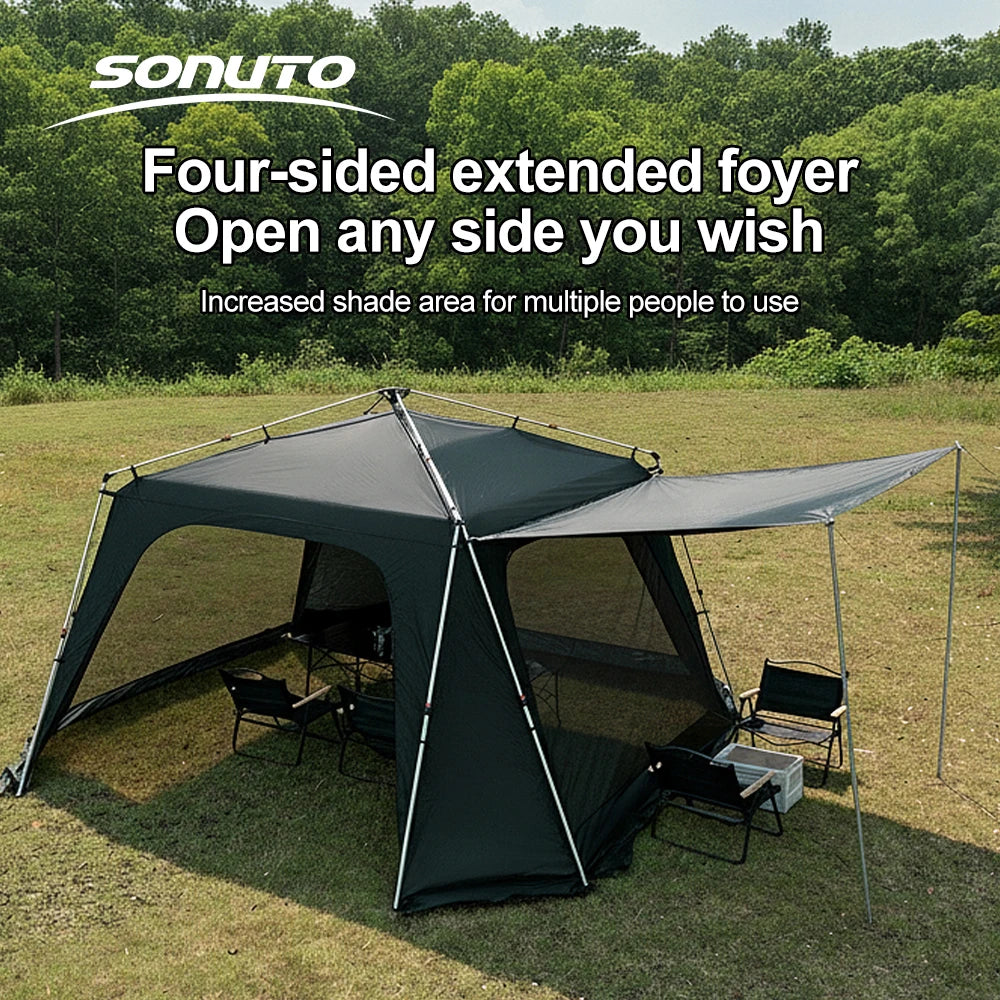 Large Family Camping Tent with Aluminum Frame Windproof & Waterproof Sun Shelter for Outdoors