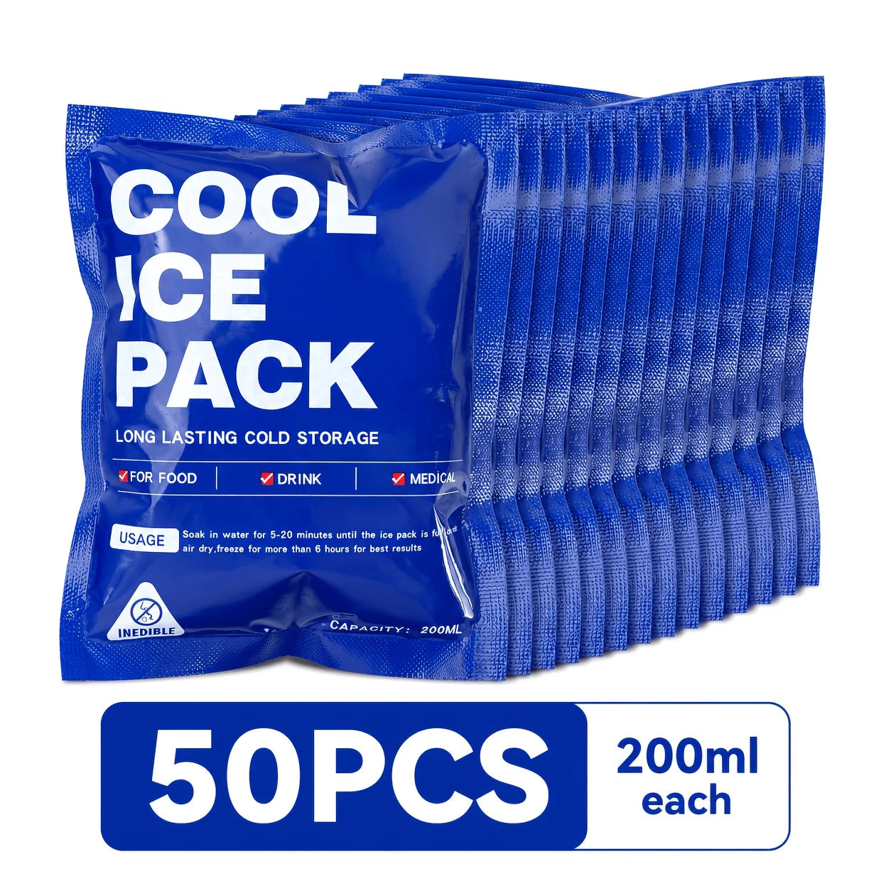 50Pcs Self-Absorbent Ice Packs Reusable Cold Pack