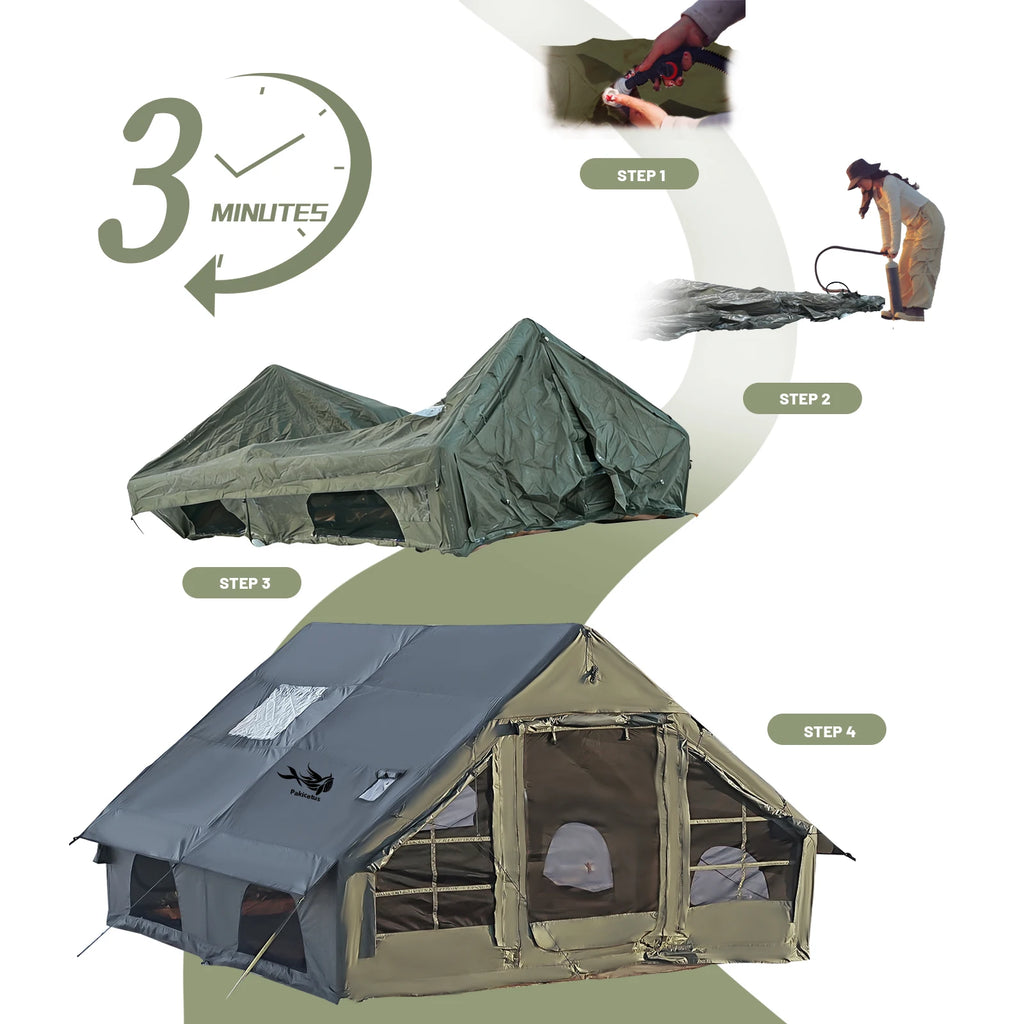 Quick Setup Inflatable Tent, Waterproof Family Tent for All Occasions, Portable Air Tent with Carry Bag