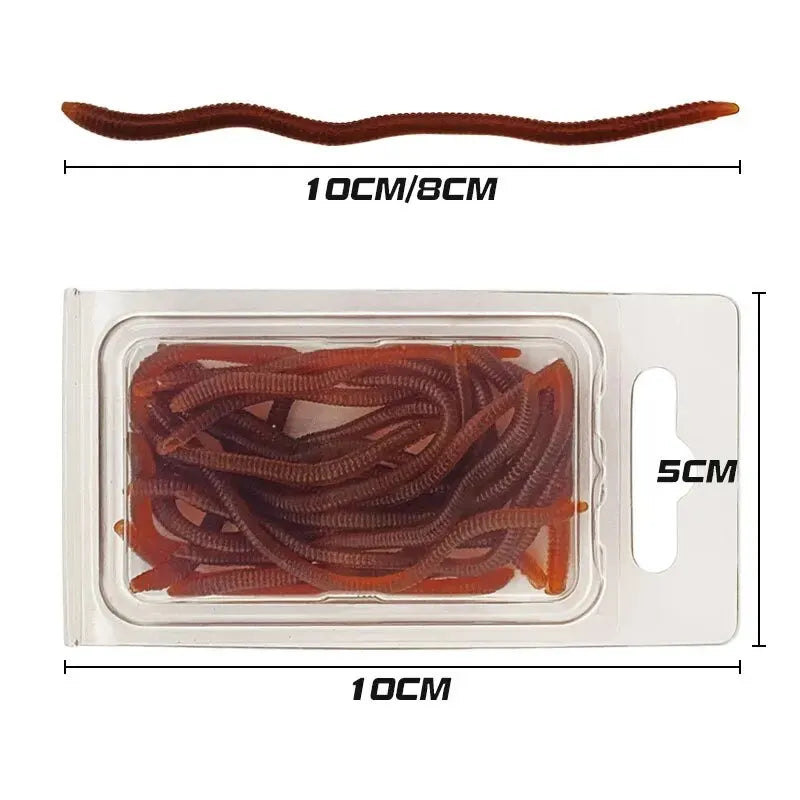 20/50 count /Smelly Red Soft Earthworm Red Worms Artificial Fishing Lures