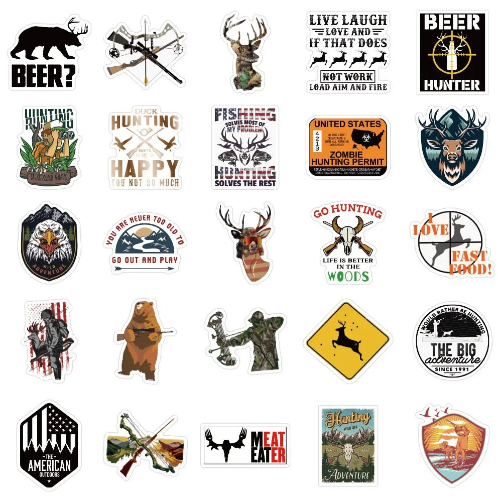 50PCS Outdoor Hunting Bow Arrow Deer Head Sticker ( New Editions)