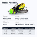 Kingdom Wasp Crawl Bait / Floating Insect Bionic Hard Baits For Bass Fishing
