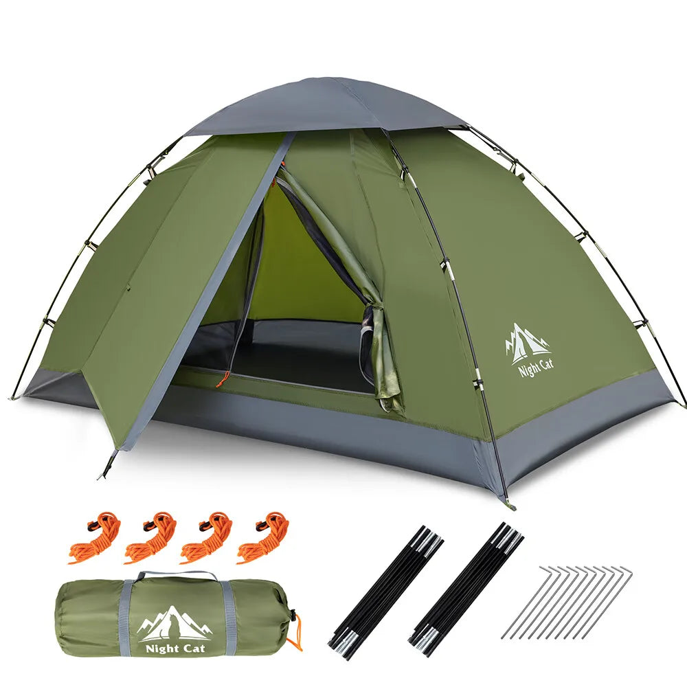The Night Cat Upgraded Tents 1- 2 Persons Easy Clip Setup Camping Tent Adults Heavy Rainproof Compact Lightweight
