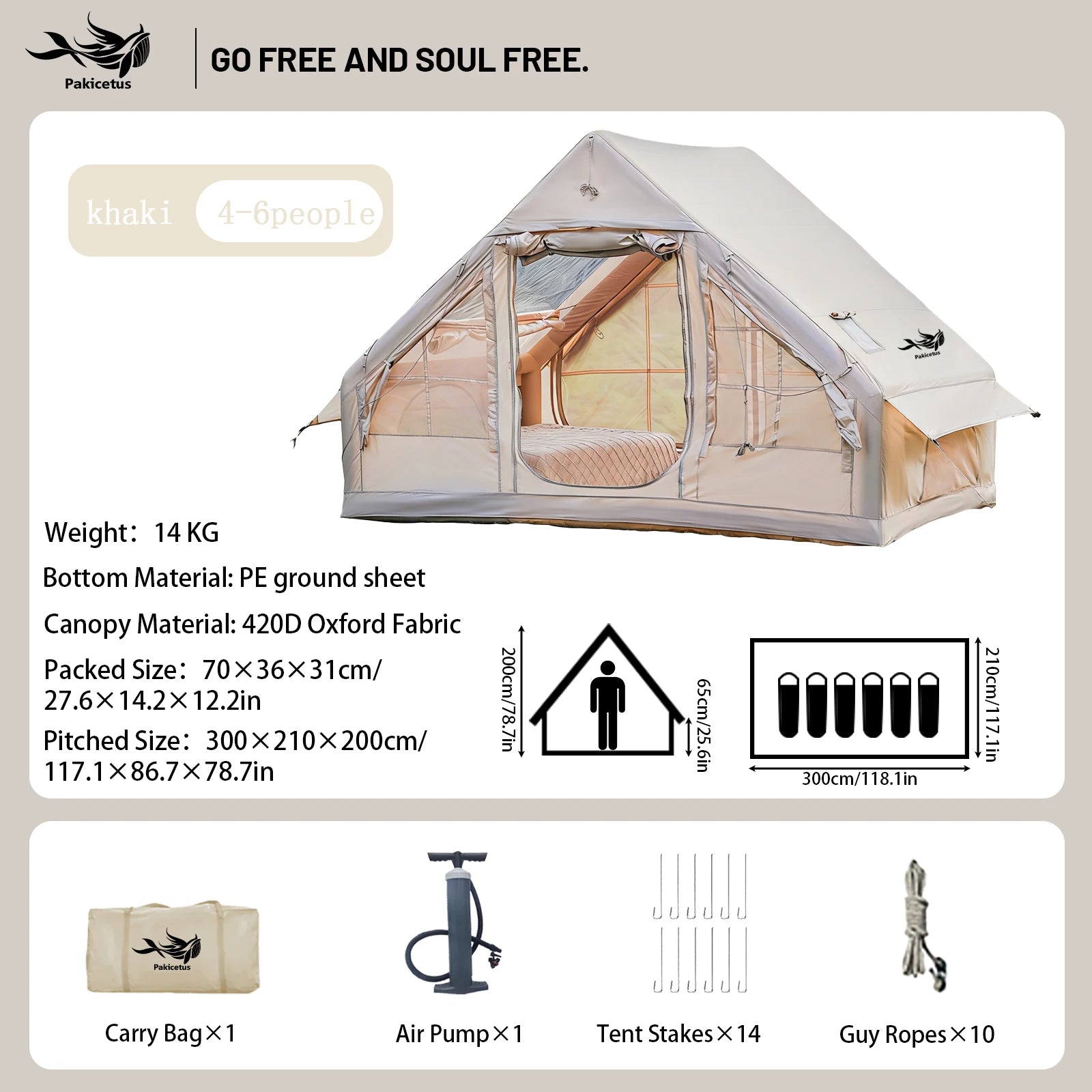 Quick Setup Inflatable Tent, Waterproof Family Tent for All Occasions, Portable Air Tent with Carry Bag